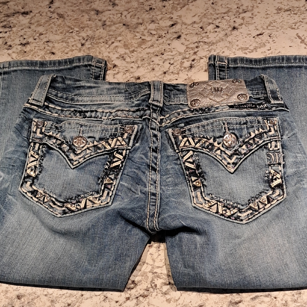 Miss Me Distressed Blue Cropped Jeans